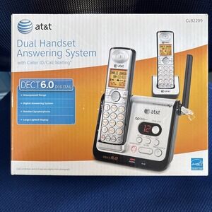 AT&T DECT 6.0 Digital Dual Handset Answering System CL82209 Caller ID/waiting